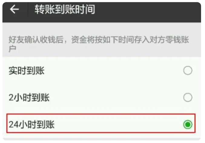 嘉荫苹果手机维修分享iPhone微信转账24小时到账设置方法 