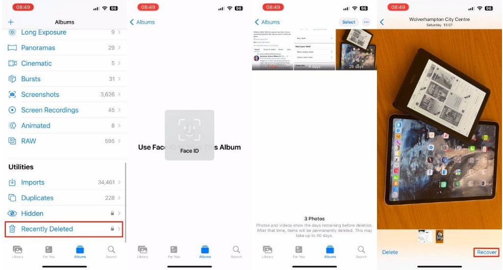 嘉荫苹果14维修分享 iPhone14 上恢复已删除的照片 