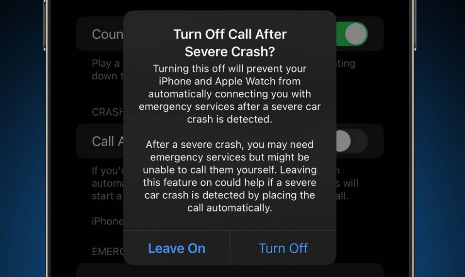 嘉荫苹果14维修分享 iPhone 14 和 Apple Watch 上关闭崩溃检测 