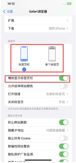 嘉荫苹果手机维修分享Safari浏览器如何切换标签栏位置 